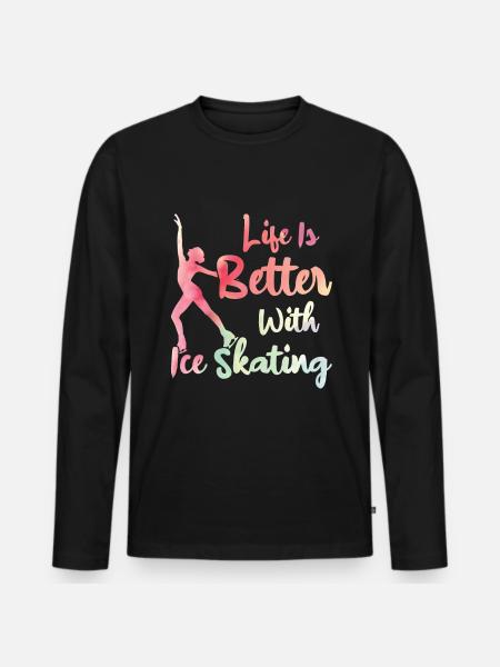 Eislaufen - Männer Premium Bio Langarmshirt - Schwarz