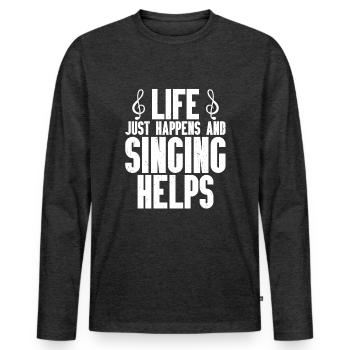 Sing - Men's Premium Organic Long Sleeve Shirt - heather anthracite - Front - Nico (187cm)