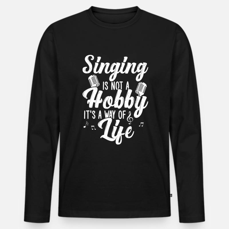 Singen - Männer Premium Bio Langarmshirt - Schwarz