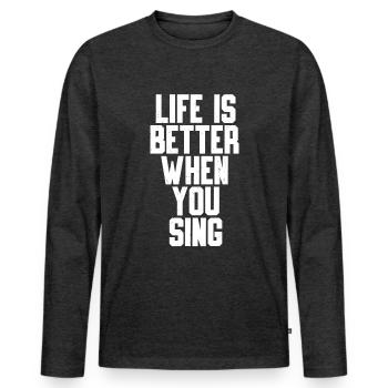 Sing - Men's Premium Organic Long Sleeve Shirt - heather anthracite - Front - Nico (187cm)