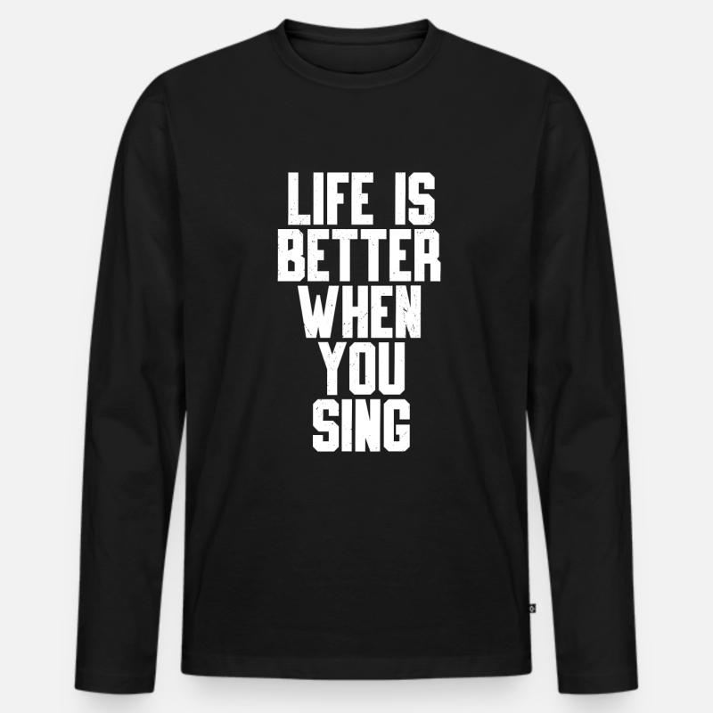 Singen - Männer Premium Bio Langarmshirt - Schwarz
