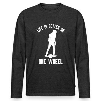 Monocycle - T-shirt manches longues Premium bio Homme - anthracite chiné - Devant - Nico (187cm)