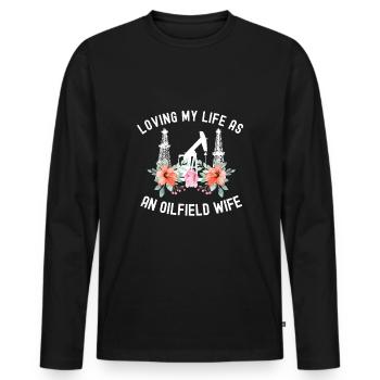 Champ pétrolifère - T-shirt manches longues Premium bio Homme - noir - Devant - Nico (187cm)