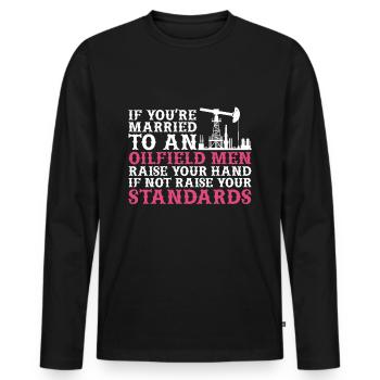 Champ pétrolifère - T-shirt manches longues Premium bio Homme - noir - Devant - Nico (187cm)