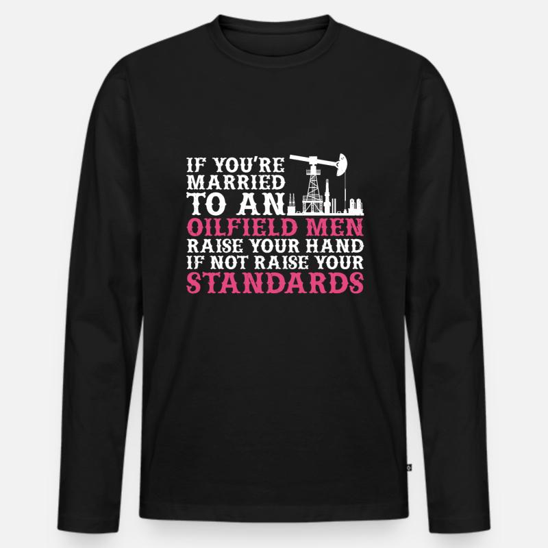Ölfeld - Männer Premium Bio Langarmshirt - Schwarz