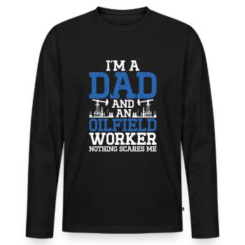 Champ pétrolifère - T-shirt manches longues Premium bio Homme - noir - Devant - Nico (187cm)