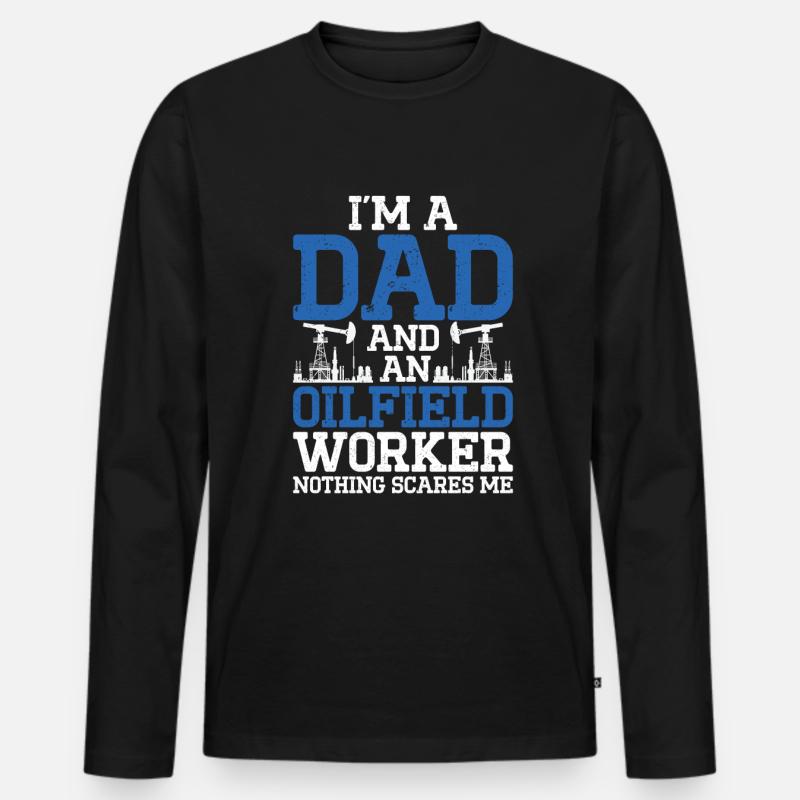Ölfeld - Männer Premium Bio Langarmshirt - Schwarz