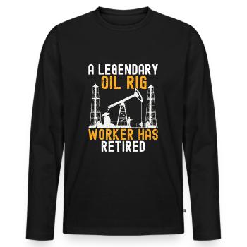 Champ pétrolifère - T-shirt manches longues Premium bio Homme - noir - Devant - Nico (187cm)