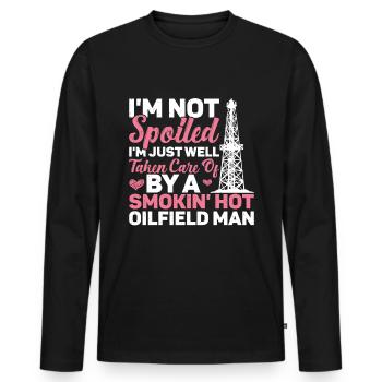 Champ pétrolifère - T-shirt manches longues Premium bio Homme - noir - Devant - Nico (187cm)