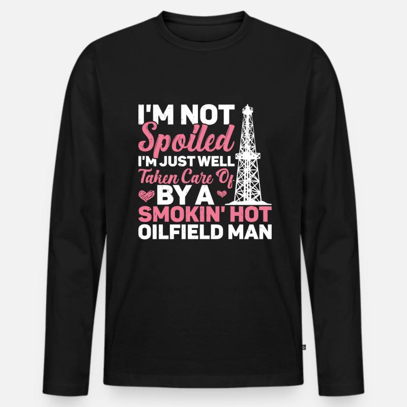 Ölfeld - Männer Premium Bio Langarmshirt - Schwarz