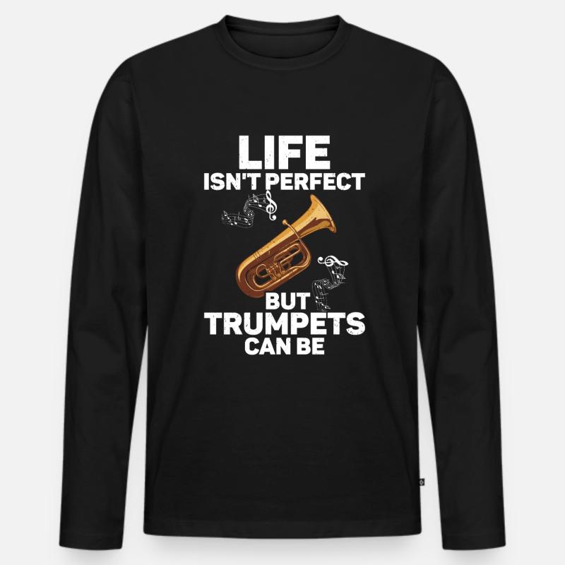Trompete - Männer Premium Bio Langarmshirt - Schwarz