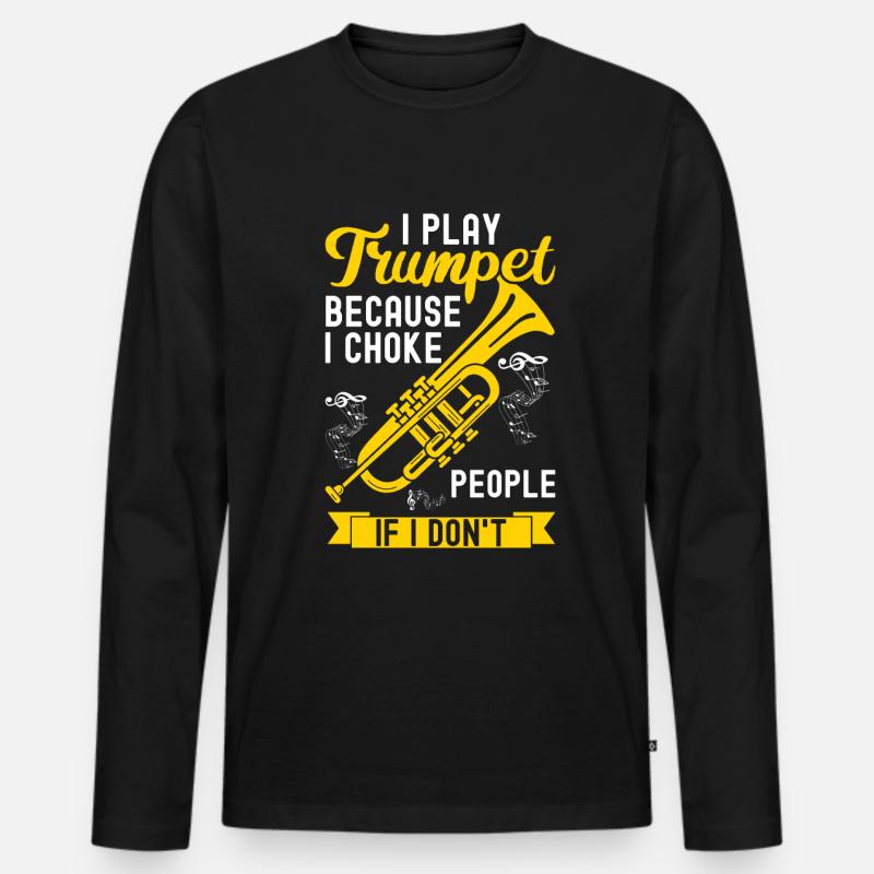 Trompete - Männer Premium Bio Langarmshirt - Schwarz