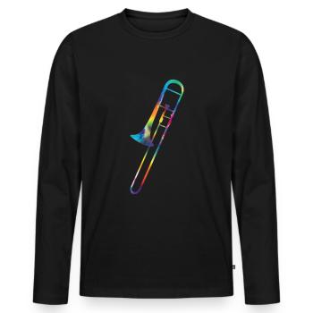 Trombone - Men's Premium Organic Long Sleeve Shirt - black - Front - Nico (187cm)