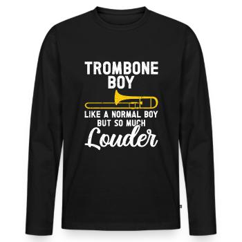 Trombone - Men's Premium Organic Long Sleeve Shirt - black - Front - Nico (187cm)