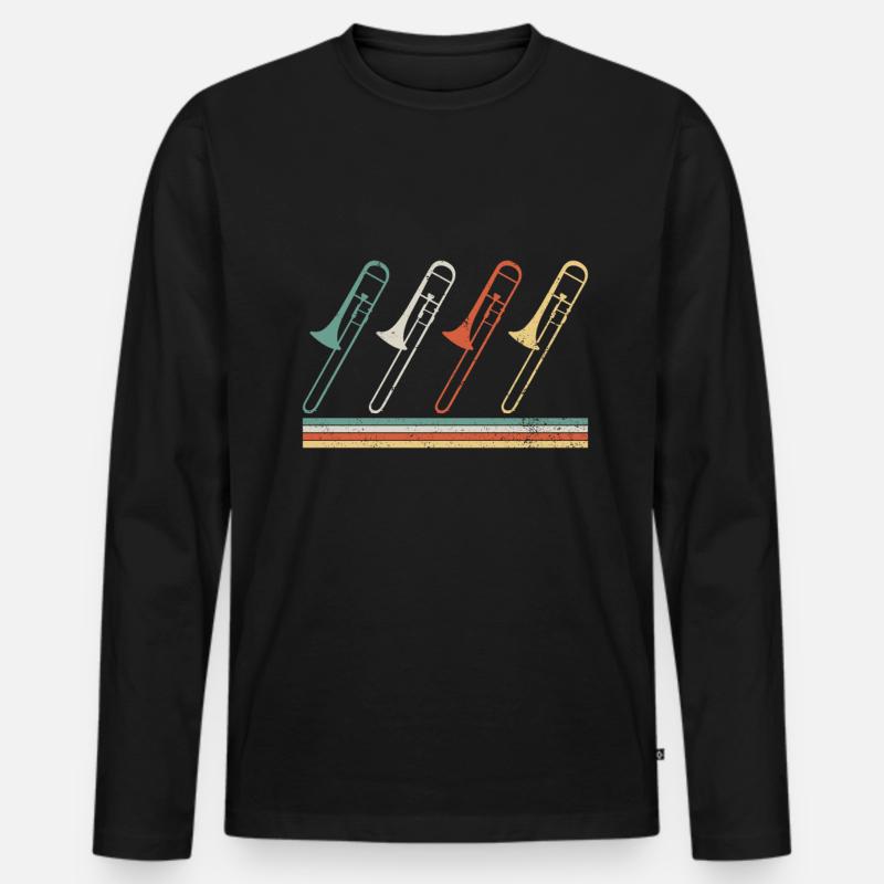 Posaune - Männer Premium Bio Langarmshirt - Schwarz