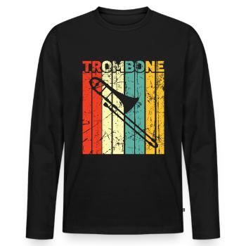 Trombone - Men's Premium Organic Long Sleeve Shirt - black - Front - Nico (187cm)