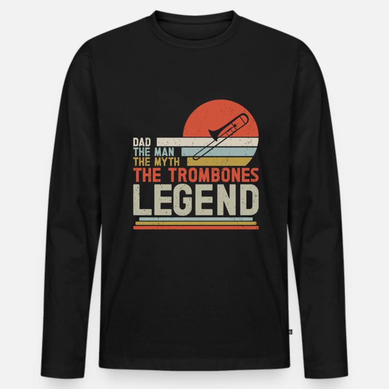 Posaune - Männer Premium Bio Langarmshirt - Schwarz