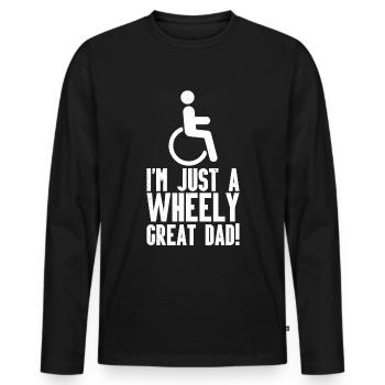 Fauteuil roulant - T-shirt manches longues Premium bio Homme - noir - Devant - Nico (187cm)