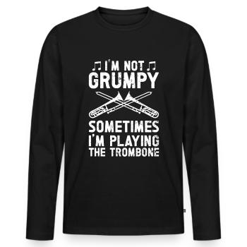 Trombone - Men's Premium Organic Long Sleeve Shirt - black - Front - Nico (187cm)
