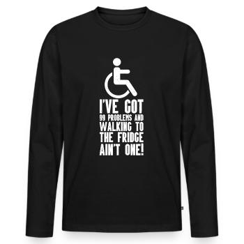 Fauteuil roulant - T-shirt manches longues Premium bio Homme - noir - Devant - Nico (187cm)