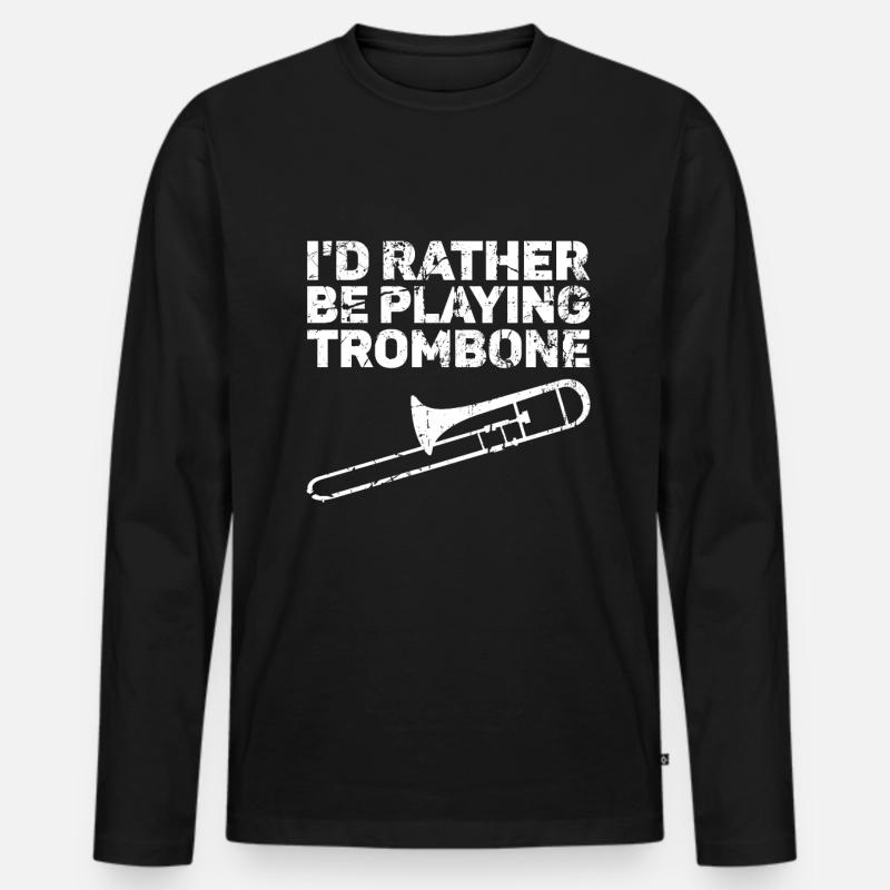 Posaune - Männer Premium Bio Langarmshirt - Schwarz