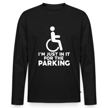Fauteuil roulant - T-shirt manches longues Premium bio Homme - noir - Devant - Nico (187cm)