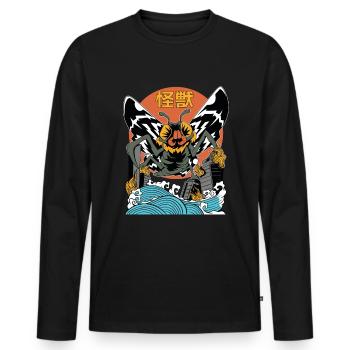 Coucher de soleil géant Moth Japonais - T-shirt manches longues Premium bio Homme - noir - Devant - Nico (187cm)
