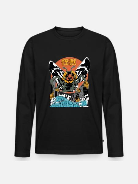 Giant Moth Sunset Japanese - Men's Premium Organic Long Sleeve Shirt - black
