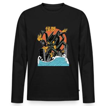 Cheval Géant Coucher de Soleil Japonais - T-shirt manches longues Premium bio Homme - noir - Devant - Nico (187cm)