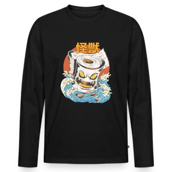 Papier toilette géant Sunset japonais - T-shirt manches longues Premium bio Homme - noir - Devant - Nico (187cm)