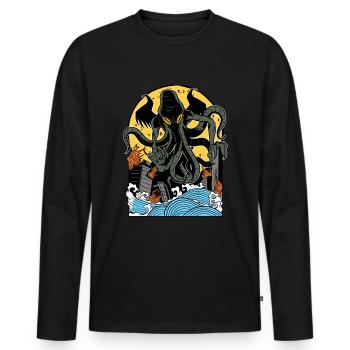 God Cthulhu - Men's Premium Organic Long Sleeve Shirt - black - Front - Nico (187cm)