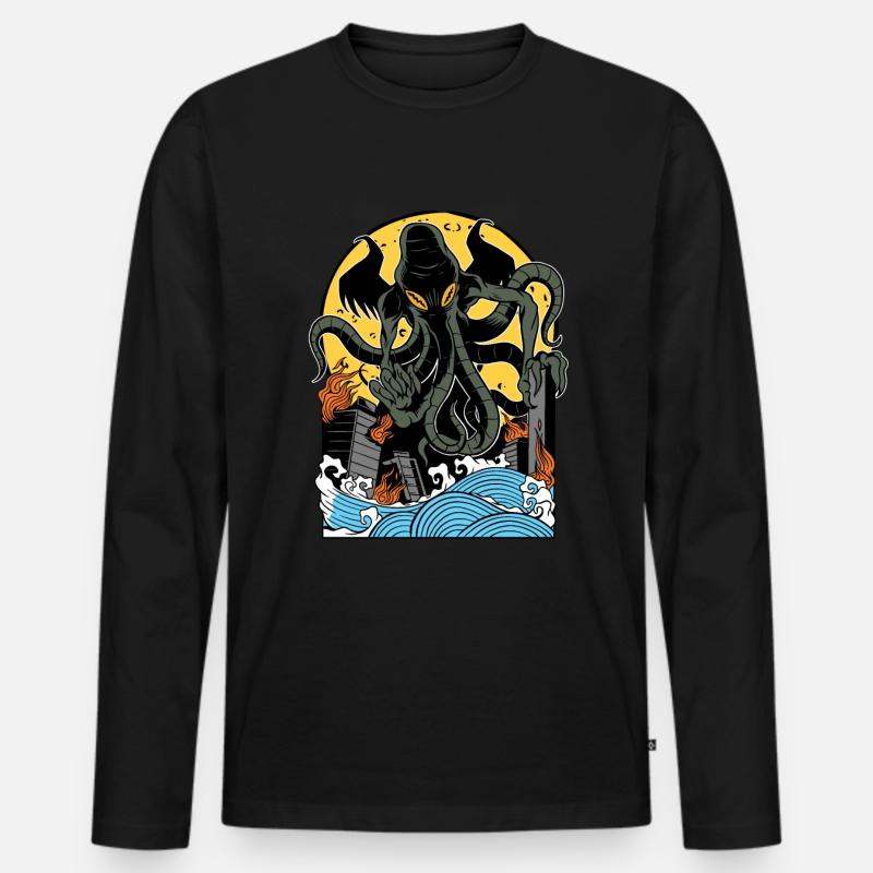 Gott Cthulhu - Männer Premium Bio Langarmshirt - Schwarz