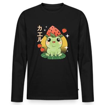 Grenouille fraise japonaise - T-shirt manches longues Premium bio Homme - noir - Devant - Nico (187cm)