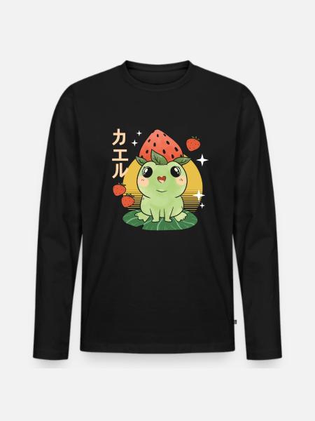 Strawberry Frog Japanese - Men's Premium Organic Long Sleeve Shirt - black