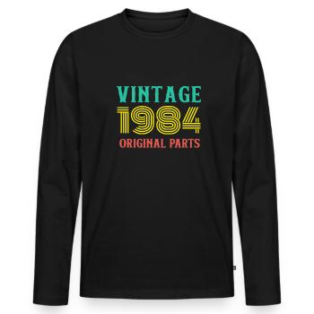 Year of Birth Vintage 1984 Original Parts Birthday - Men's Premium Organic Long Sleeve Shirt - black - Front - Nico (187cm)
