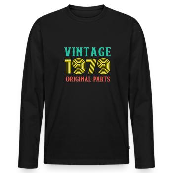 Geburtsjahr Jahrgang 1979 Originalteile Geburtstag - Männer Premium Bio Langarmshirt - Schwarz - Vorne - Nico (187cm)