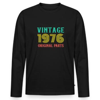 Year of Birth Vintage 1976 Original Parts Birthday - Men's Premium Organic Long Sleeve Shirt - black - Front - Nico (187cm)