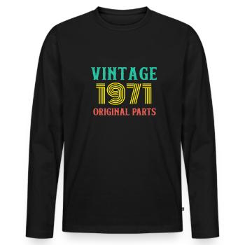 Year of Birth Vintage 1971 Original Parts Birthday - Men's Premium Organic Long Sleeve Shirt - black - Front - Nico (187cm)
