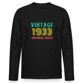 Année de naissance Millésime 1933 Pièces d’origine Anniversaire - T-shirt manches longues Premium bio Homme - noir - Devant - Nico (187cm)