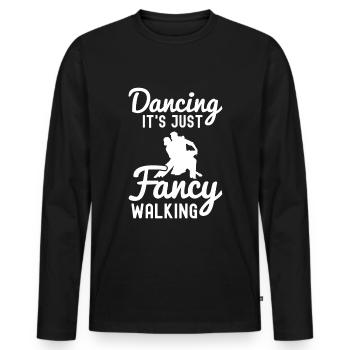 Salle de bal - T-shirt manches longues Premium bio Homme - noir - Devant - Nico (187cm)