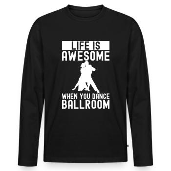 Salle de bal - T-shirt manches longues Premium bio Homme - noir - Devant - Nico (187cm)