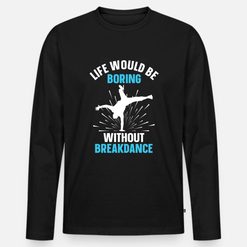Break Dance - Männer Premium Bio Langarmshirt - Schwarz