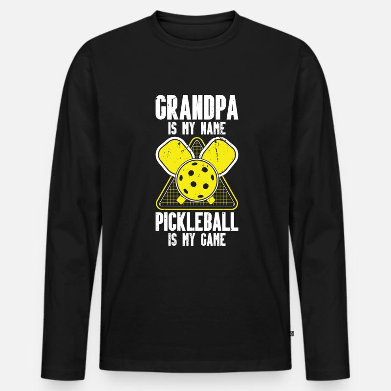 Opa Pickleball Paddel - Männer Premium Bio Langarmshirt - Schwarz