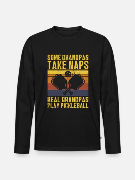 Opa Pickleball Paddel - Männer Premium Bio Langarmshirt - Schwarz