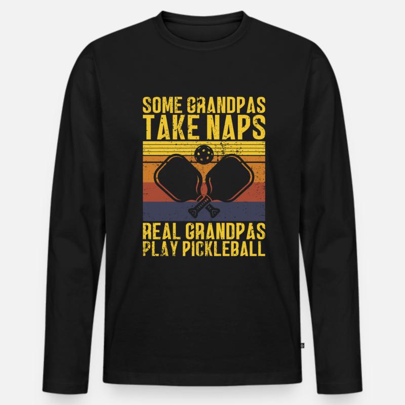 Opa Pickleball Paddel - Männer Premium Bio Langarmshirt - Schwarz