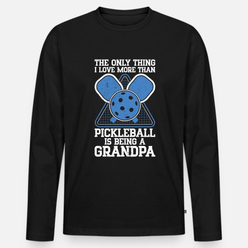Opa Pickleball Paddel - Männer Premium Bio Langarmshirt - Schwarz