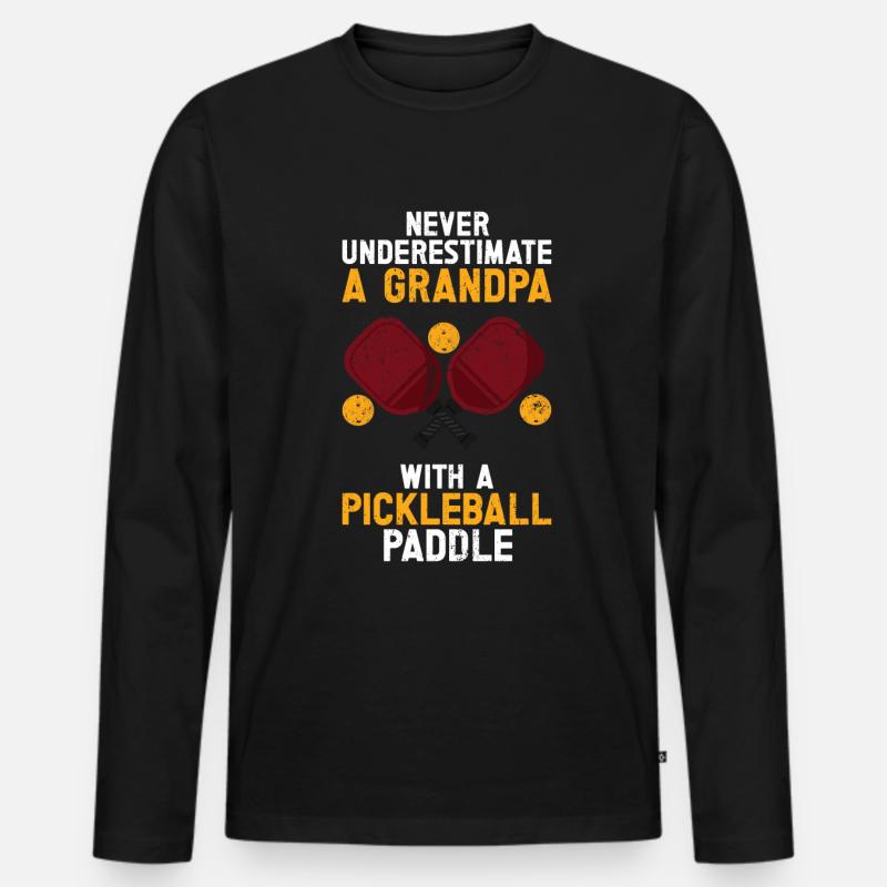 Opa Pickleball Paddel - Männer Premium Bio Langarmshirt - Schwarz