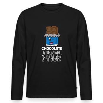 Chocolate Lover Tablettes de chocolat au lait - T-shirt manches longues Premium bio Homme - noir - Devant - Nico (187cm)