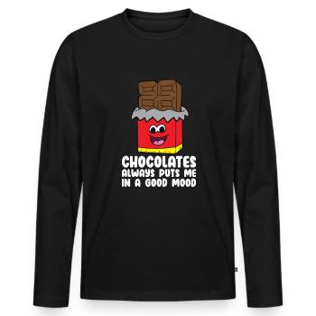 Chocolate Lover Tablettes de chocolat au lait - T-shirt manches longues Premium bio Homme - noir - Devant - Nico (187cm)
