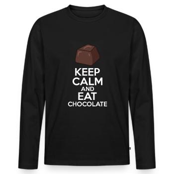 Chocolate Lover Tablettes de chocolat au lait - T-shirt manches longues Premium bio Homme - noir - Devant - Nico (187cm)